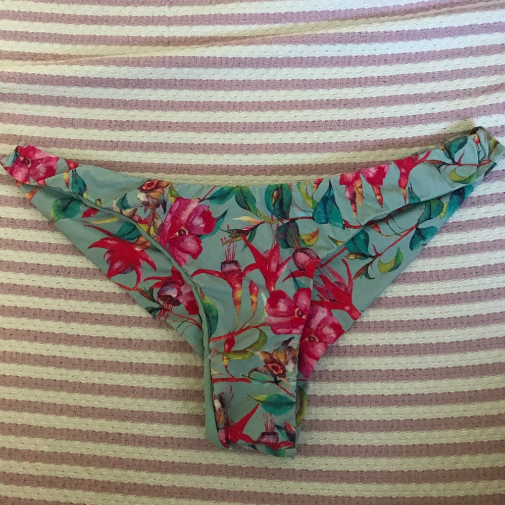 San Lorenzo Floral Bikini Bottom - pink and blue